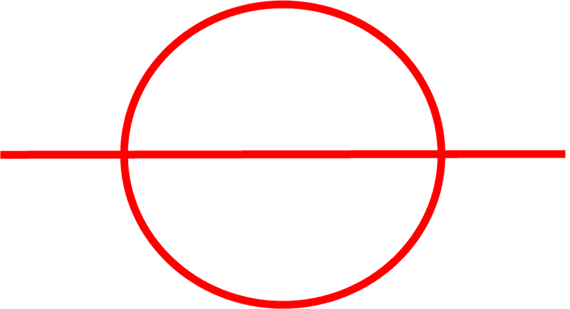 A red horizontal line piercing a red circle